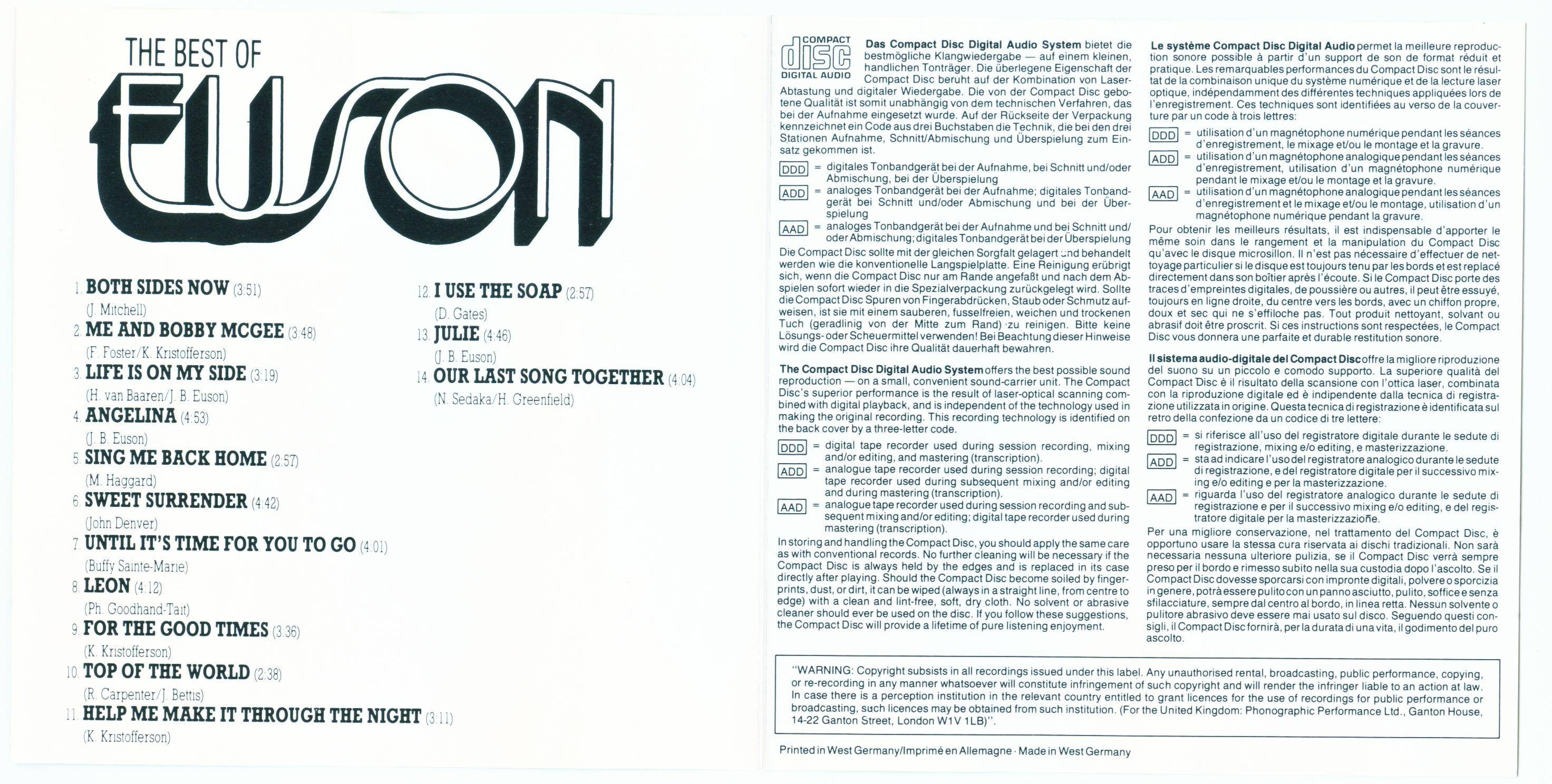 Euson The Best Of Euson : Booklet 2
